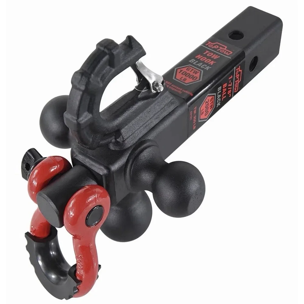 TOPTOW Trailer Hitch Tri-Ball Hitch Mount w/Matte Black Triple Hitch Balls 1-...